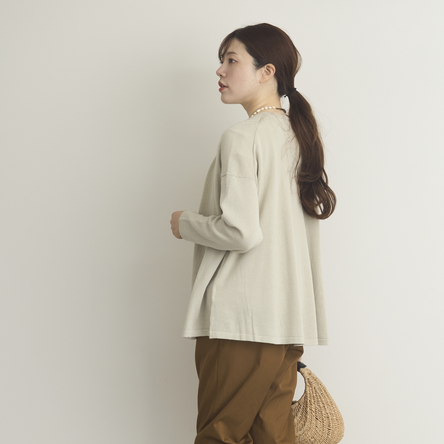 TUTIE./強撚コットンニットロングスリーブカーディガン